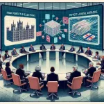 "Imagem ilustrativa da força-tarefa do governo britânico para proteção eleitoral, destacando medidas de segurança contra ataques digitais em eleições."